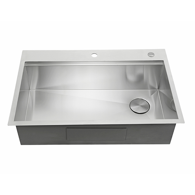 Workstation 33-inch Drop-In Single Bowl Stainless Steel Kitchen Sink With Integrated Ledge