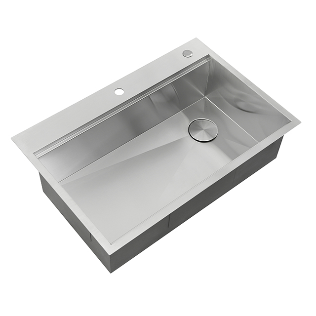 Workstation 33-inch Drop-In Single Bowl Stainless Steel Kitchen Sink With Integrated Ledge