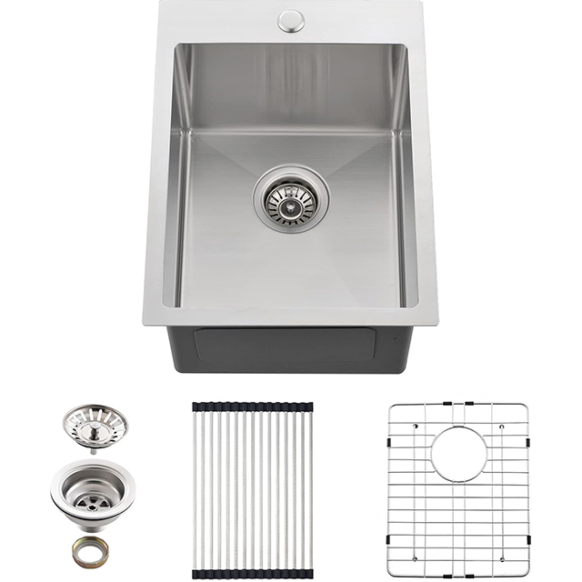 1520 Drop In Topmount Stainless Steel Kitchen Sink Handmade Single Bowl