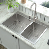 Modern Topmount Handmade SUS304 60_40 Double Bowl Kitchen Sink