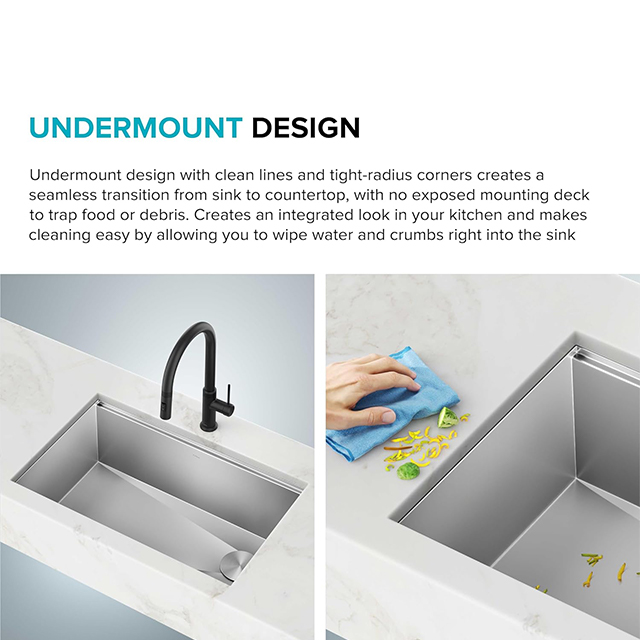 Workstation 30 Inch Undermount Double Bowl Stainless Steel Kitchen Sink with Integrated Ledge And Accessories