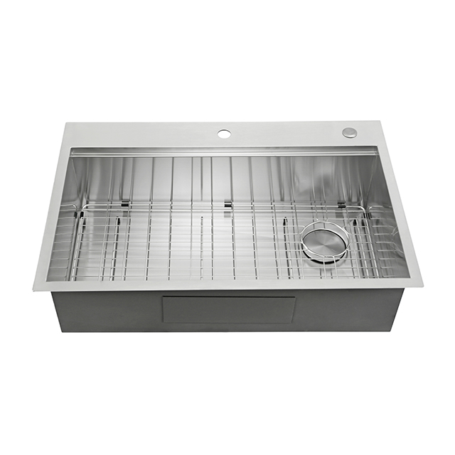 Workstation 33-inch Drop-In Single Bowl Stainless Steel Kitchen Sink With Integrated Ledge