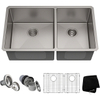 33 Inch Undermount Stainless Steel Handmade Double Bowl Kitchen Sink