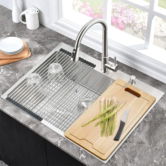 25 Inch Drop In Topmount Stainless Steel Kitchen Sink Handmade Single Bowl