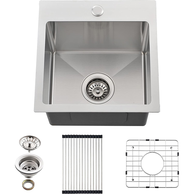 1515 Drop In Topmount Stainless Steel Kitchen Sink Handmade Single Bowl