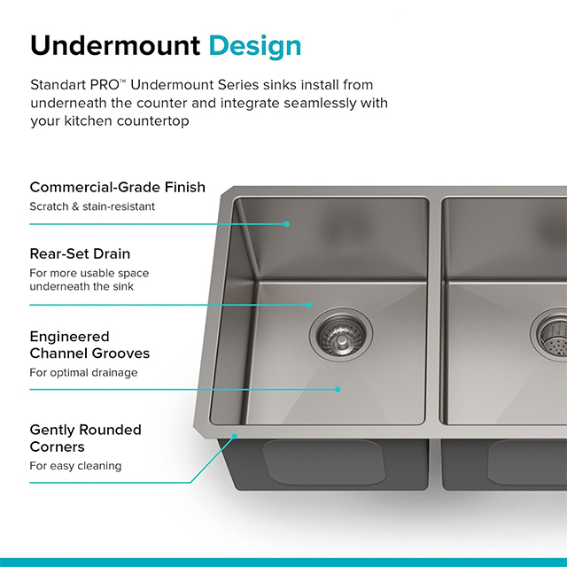 7444 Undermount Stainless Steel Handmade Double Bowl Kitchen Sink